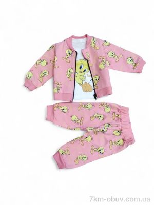 купить Kids-modnik 1025 св.рожевий костюм-трійка оптом