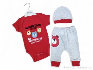купить Kids-modnik боді штани шапка 5010 червоно-сірий оптом