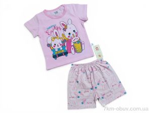 купить Kids-modnik 2619-1 комплект футболка-шорти зайчики рожевий оптом
