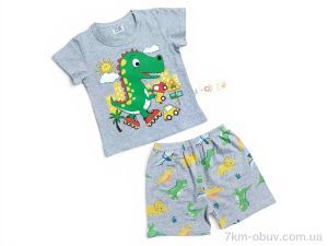 купить Kids-modnik 2619 комплект футболка-шорти динозавр сірий оптом